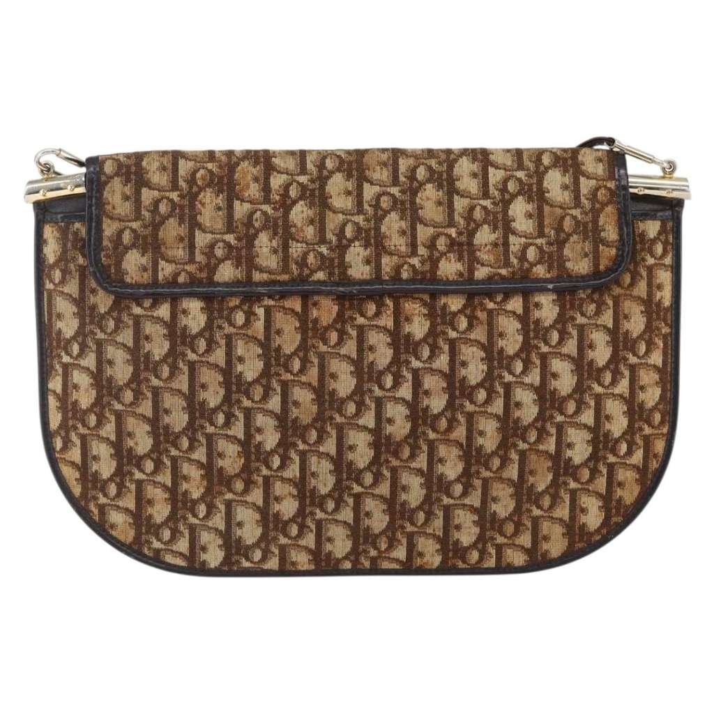 Christian Dior Vintage Trotter Shoulder Bag Brown Canvas Good condition - Back View