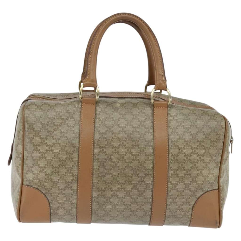 Celine Vintage Macadam Boston bag Beige Canvas Good condition - Back View