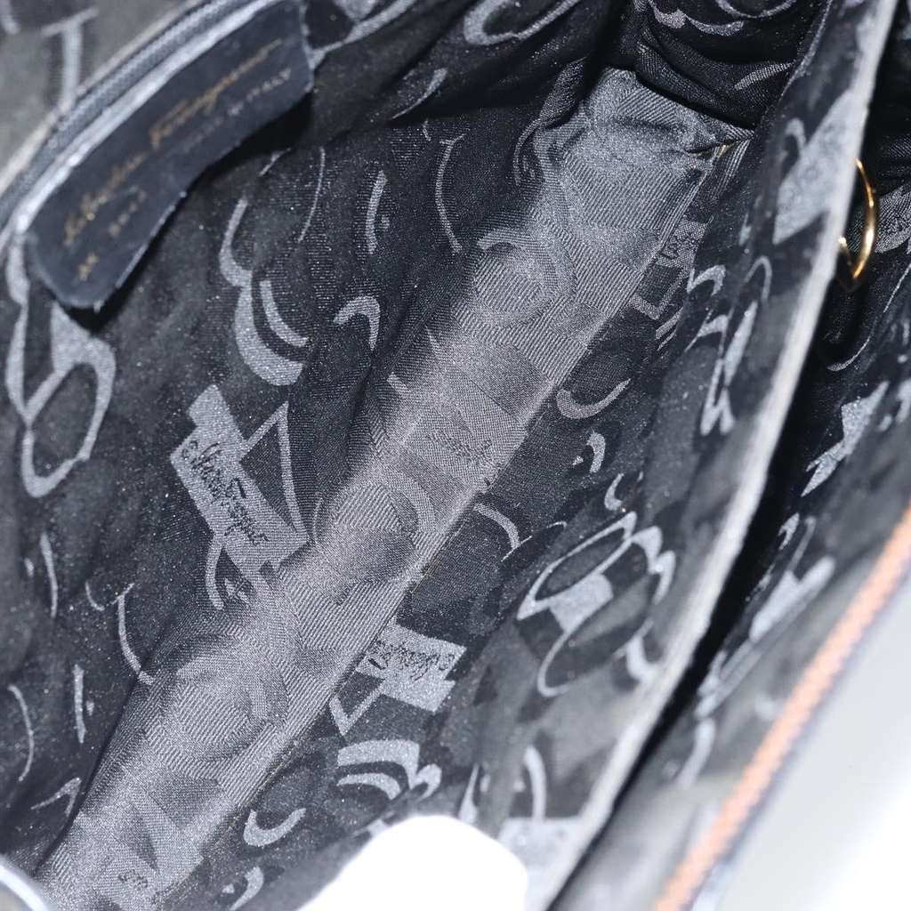 Salvatore Ferragamo Gancini handbag Navy Leather Good condition - Box View