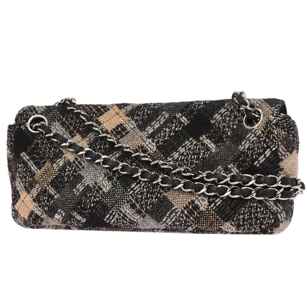 Chanel CC Tab Flap Shoulder Bag Black Tweed Good condition - Back View