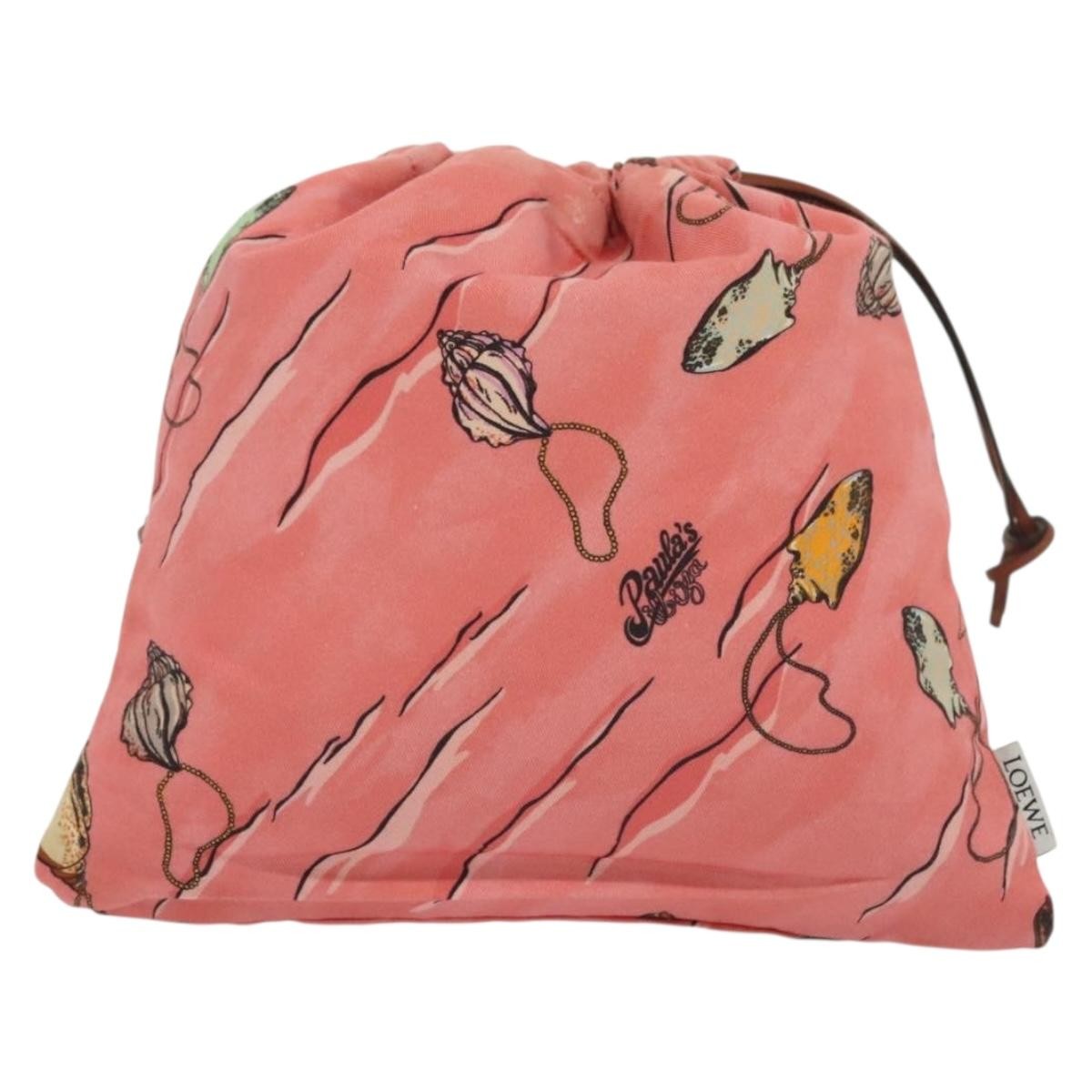 Loewe Drawstring Pouch Pink Canvas Good condition - Back View