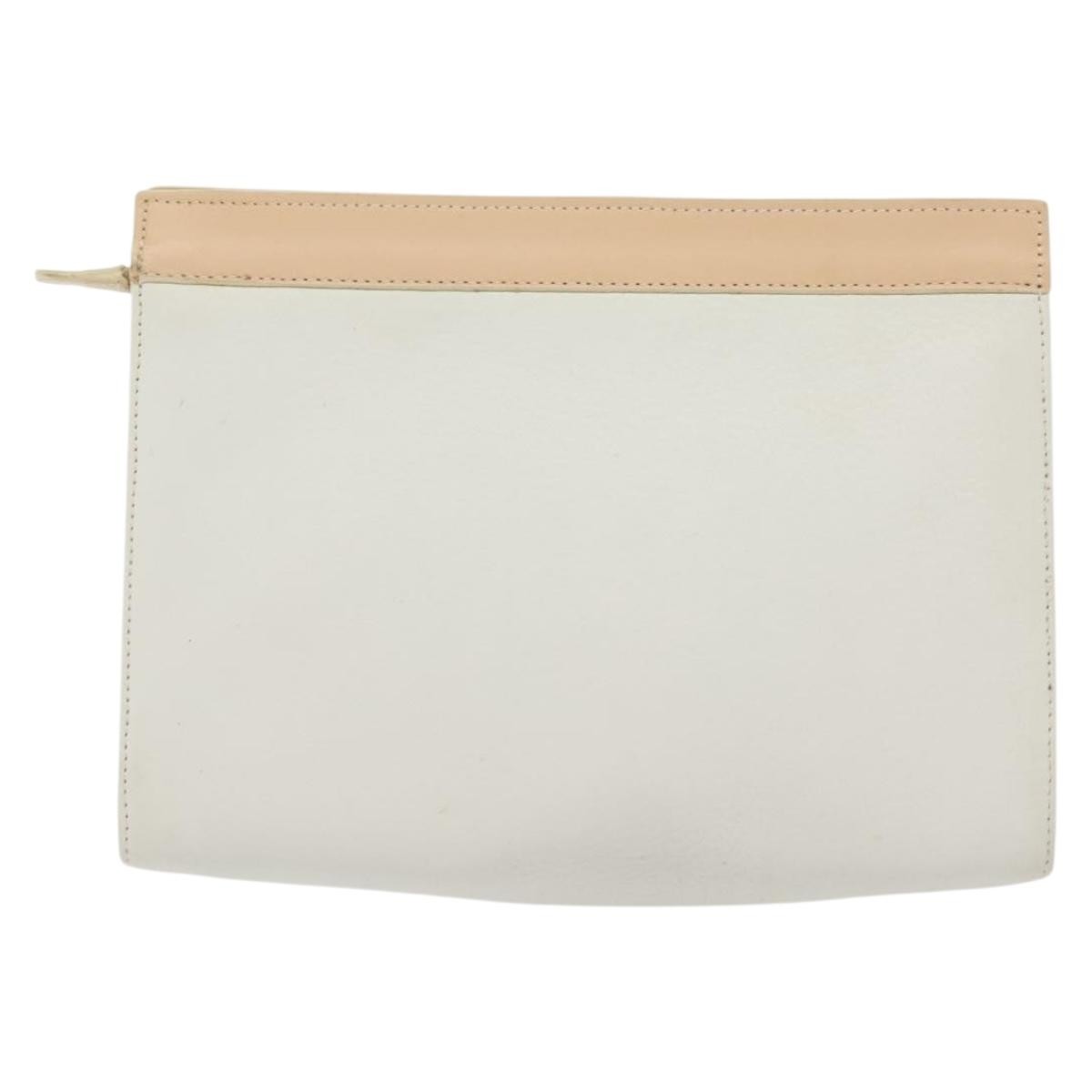 Loewe Flat Zip Pouch White Leather Good condition - Back View