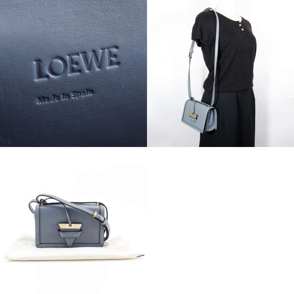 Loewe Barcelona Shoulder Bag Blue Leather Good condition - Model View
