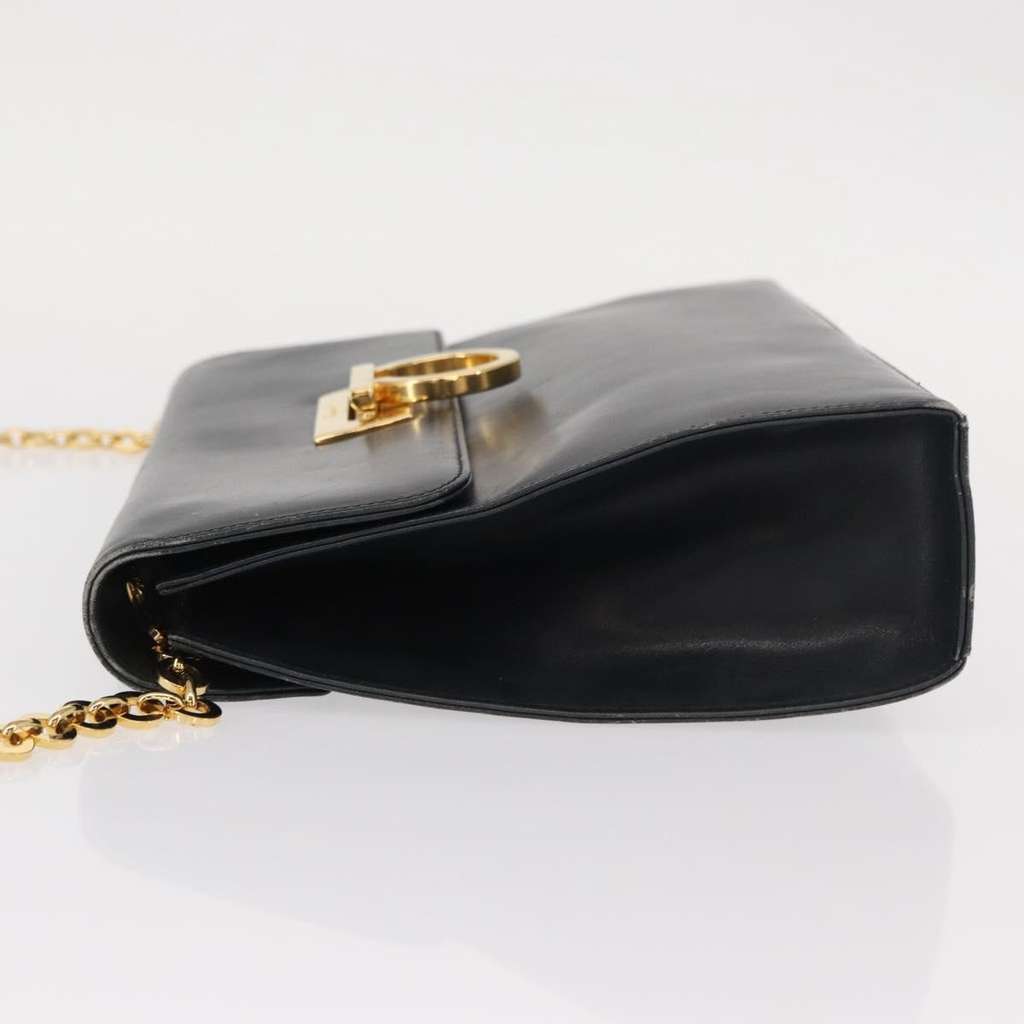 Salvatore Ferragamo Gancini Chain Shoulder bag Navy Leather Fair condition - Model View