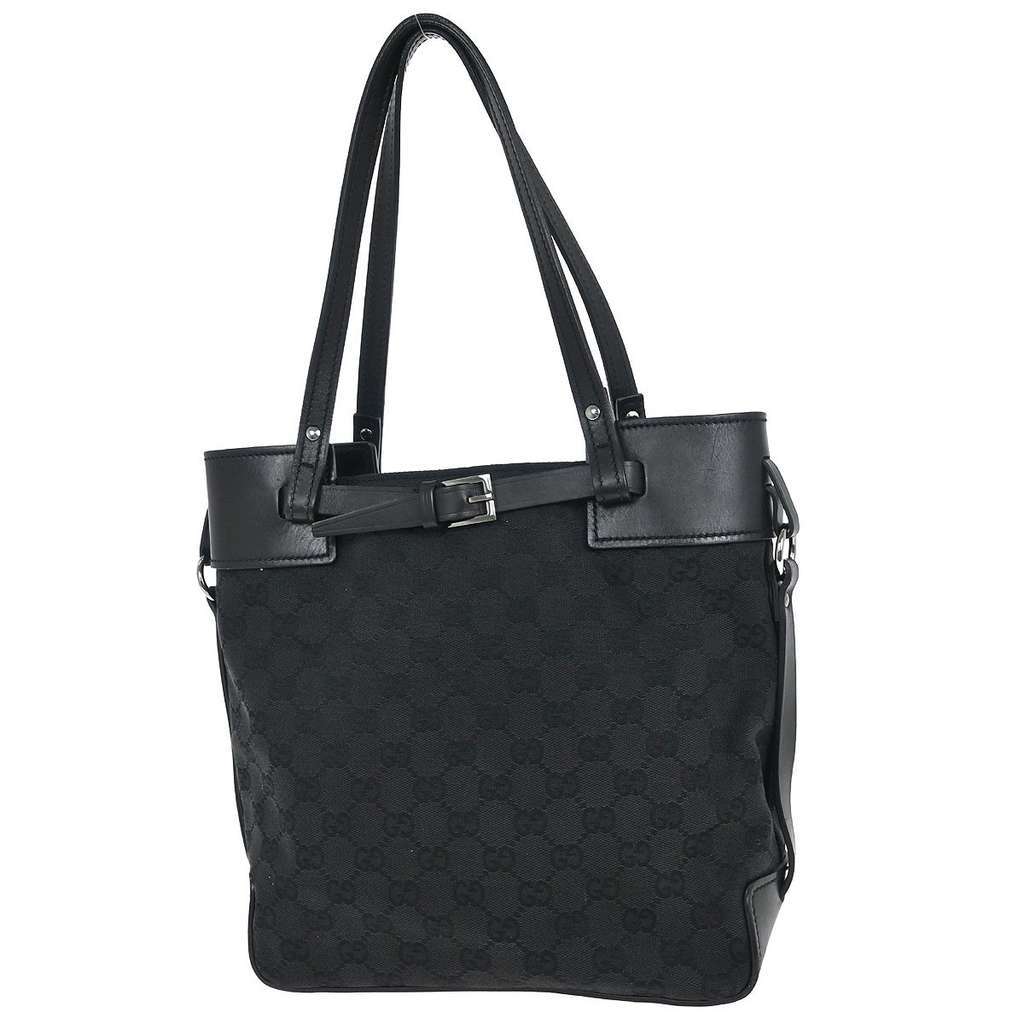 Gucci Belted Bucket Tote Black Canvas Good condition - Back View