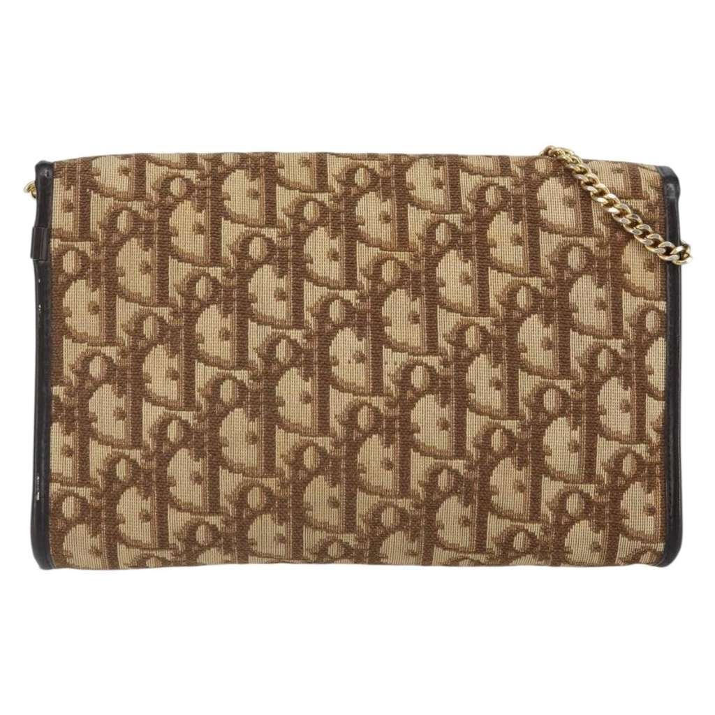 Christian Dior Vintage Trotteur Chain shoulder bag Beige Canvas Good condition - Back View