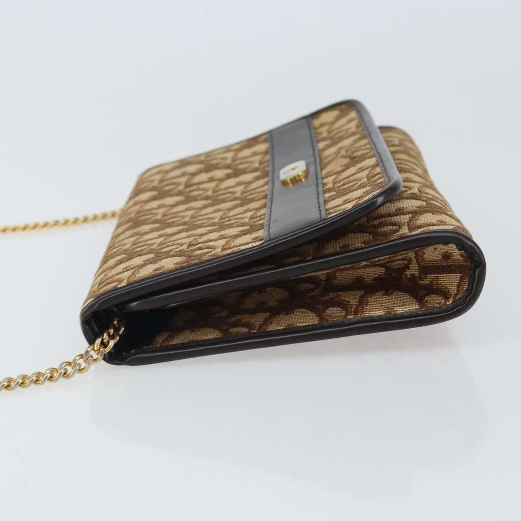 Christian Dior Vintage Trotteur Chain shoulder bag Beige Canvas Good condition - Model View