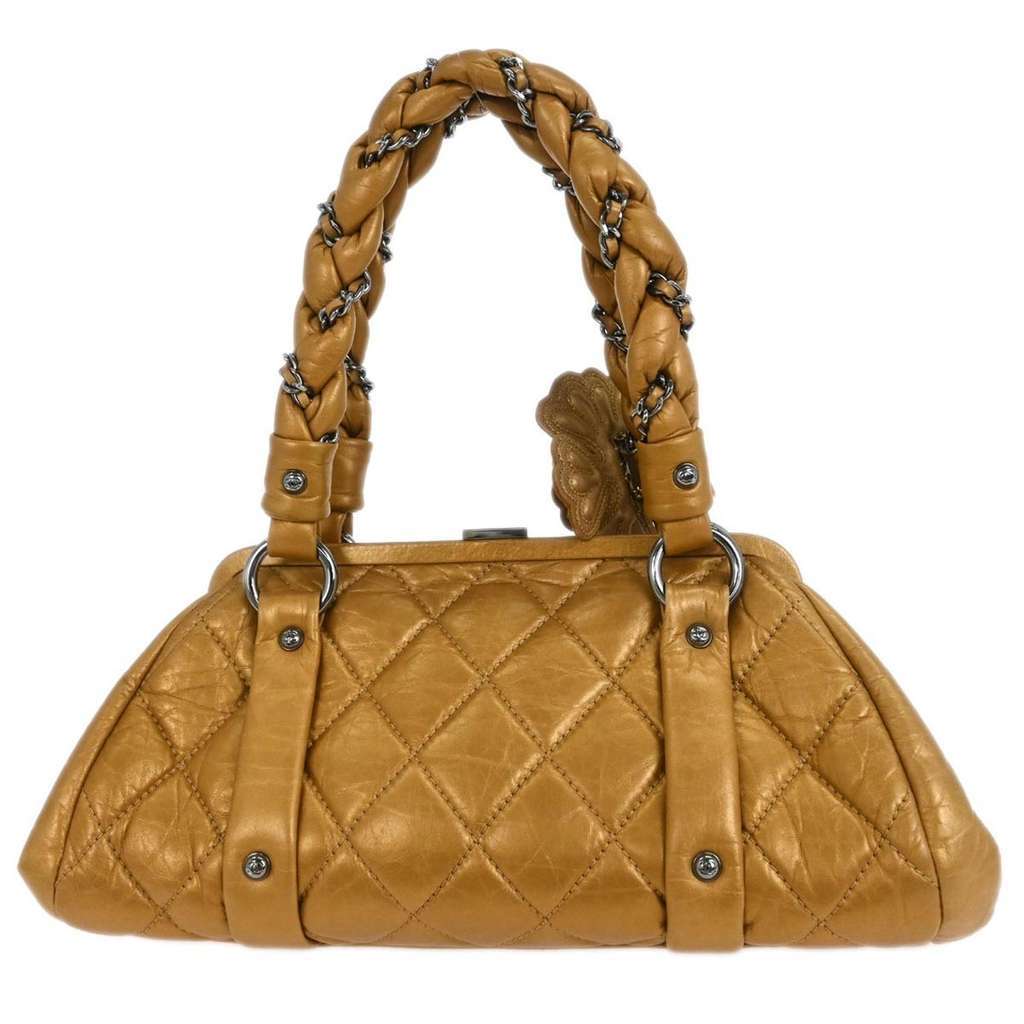 Chanel Lady Braid Frame Satchel Gold Leather Good condition - Back View