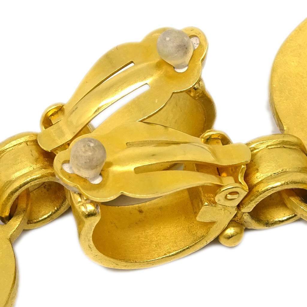 Chanel Vintage CC Heart Cut Out Drop Clip-On Earrings Gold Good condition - Inside View