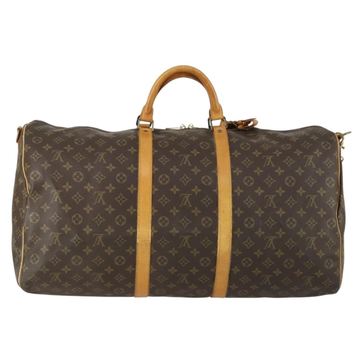 Louis Vuitton Keepall Bandouliere Bag Brown Canvas Fair condition - Back View