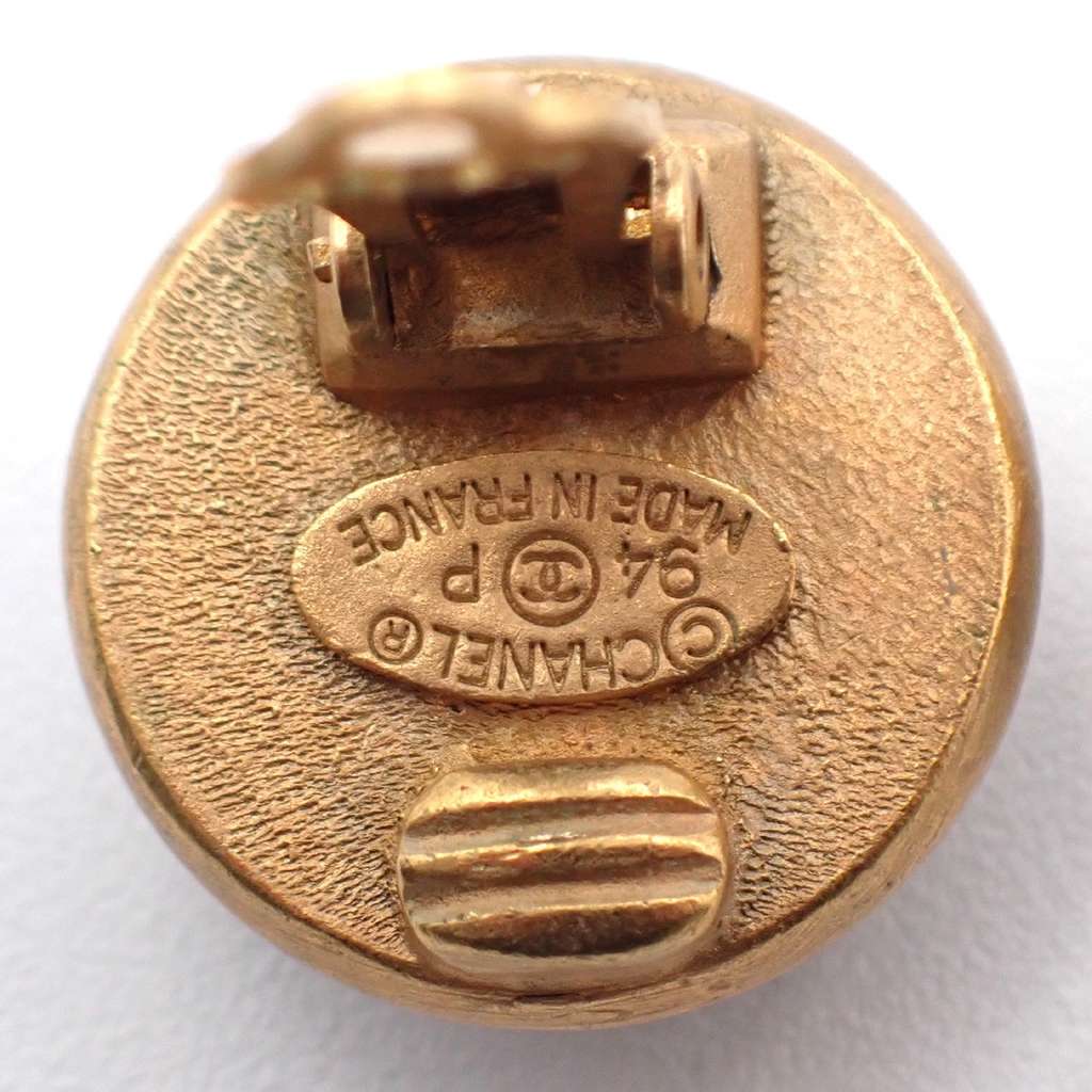 Chanel Vintage Logo Round Clip-On Earrings Black Good condition - Box View