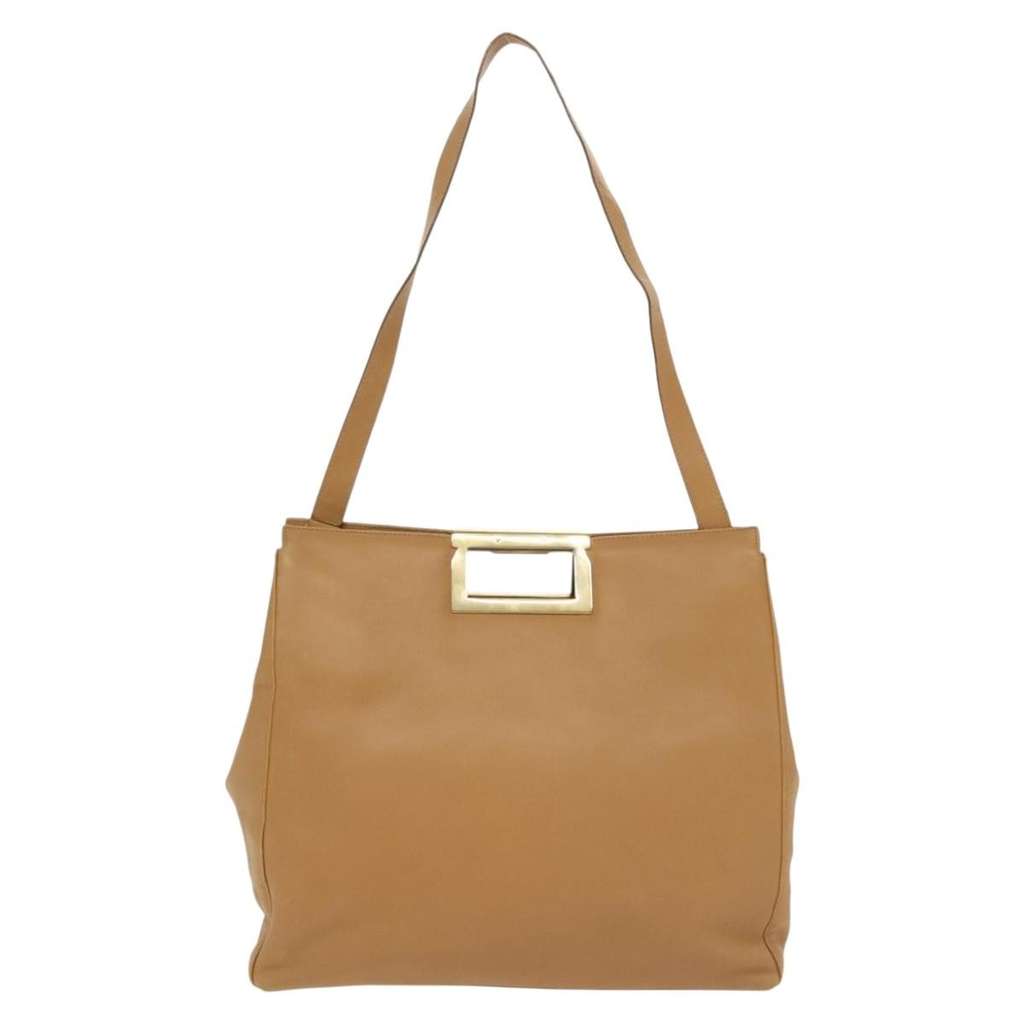 Salvatore Ferragamo Shoulder Bag Beige Leather Good condition - Back View