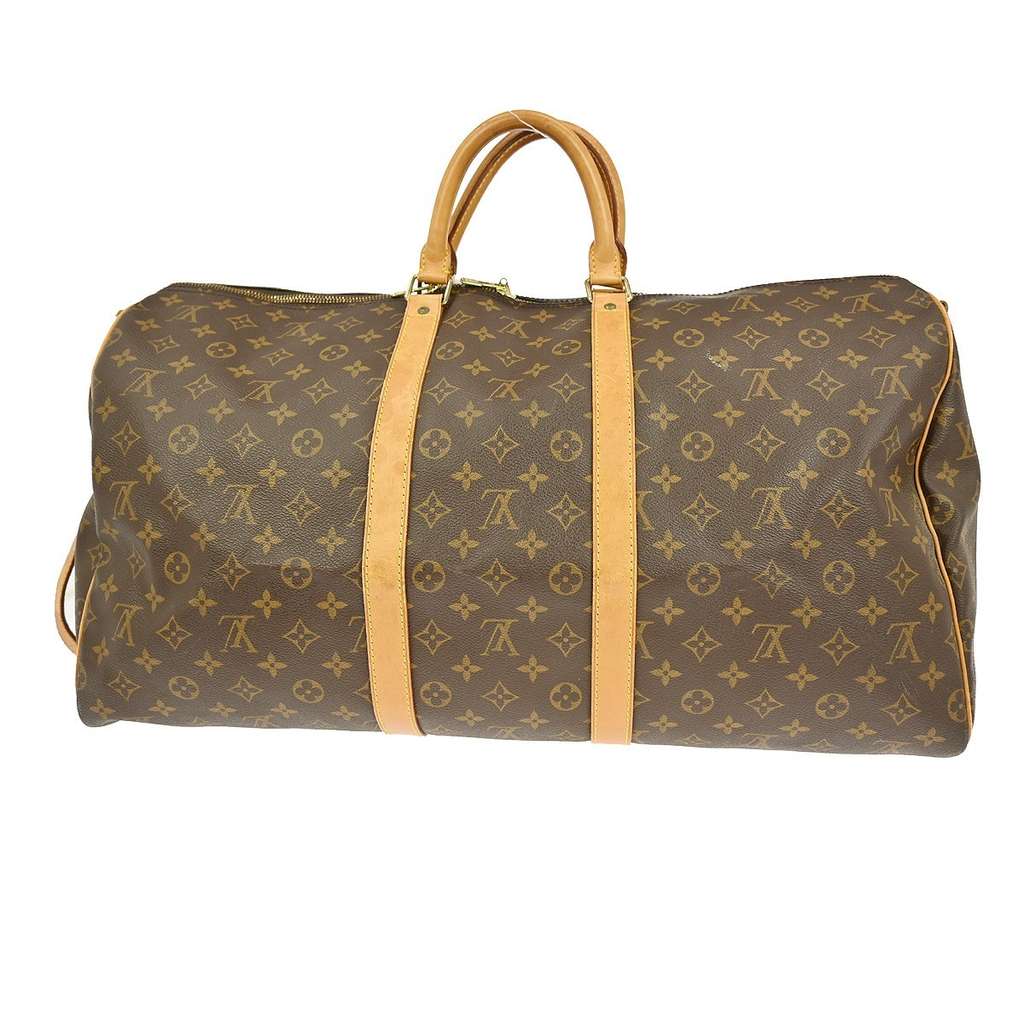 Louis Vuitton Keepall Bandouliere Bag Brown Canvas Fair condition - Back View