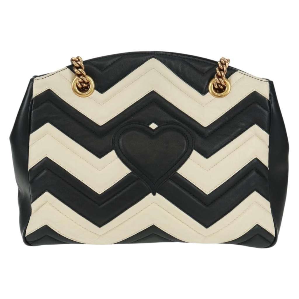 Gucci GG Marmont Chain Tote Black Leather Good condition - Back View