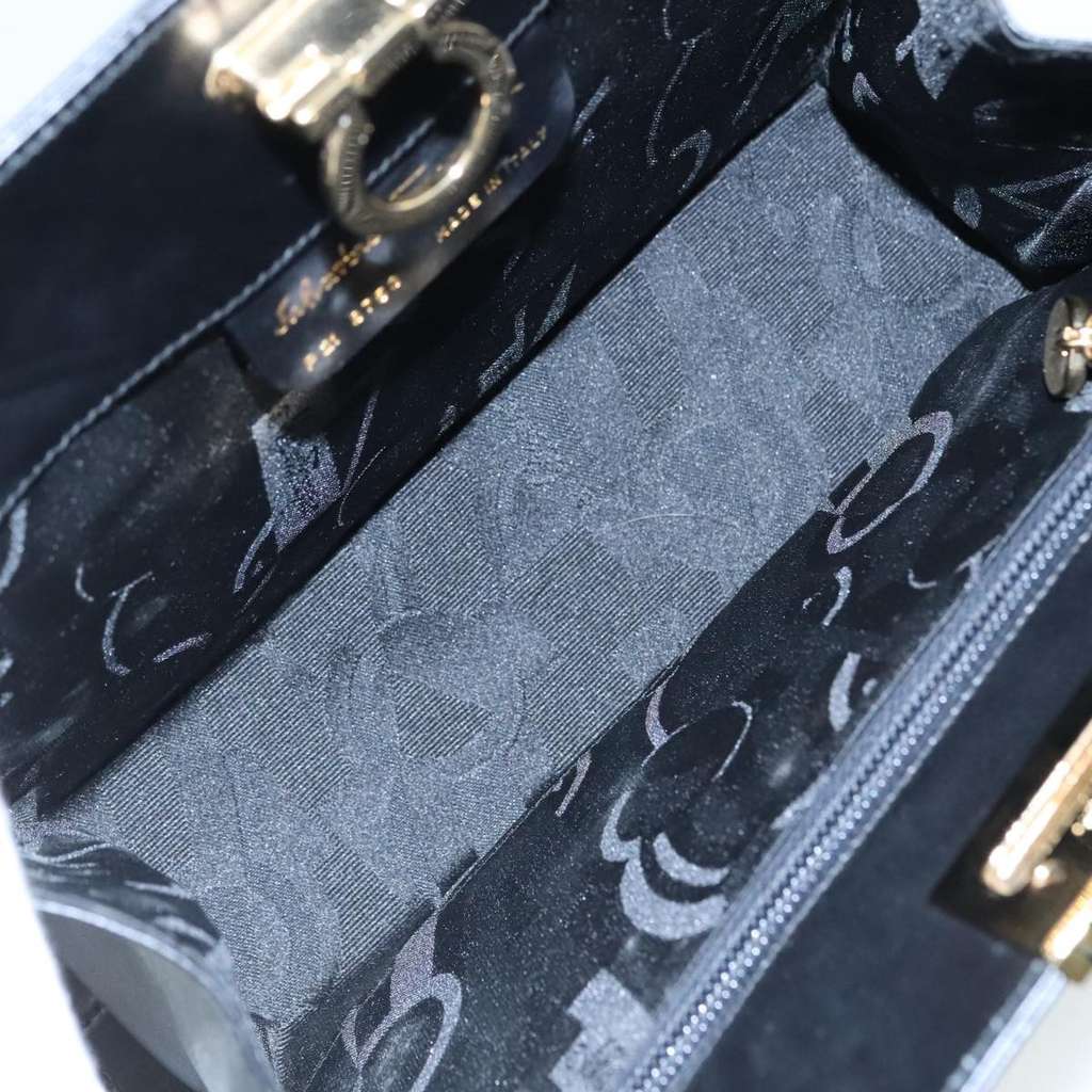 Salvatore Ferragamo Gancini Shoulder Bag Black Leather Good condition - Box View