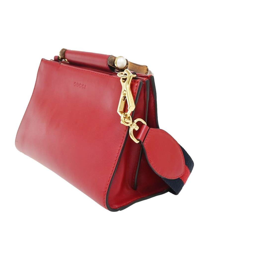Gucci Nymphaea Top Handle Bag Red Leather Good condition - Inside View