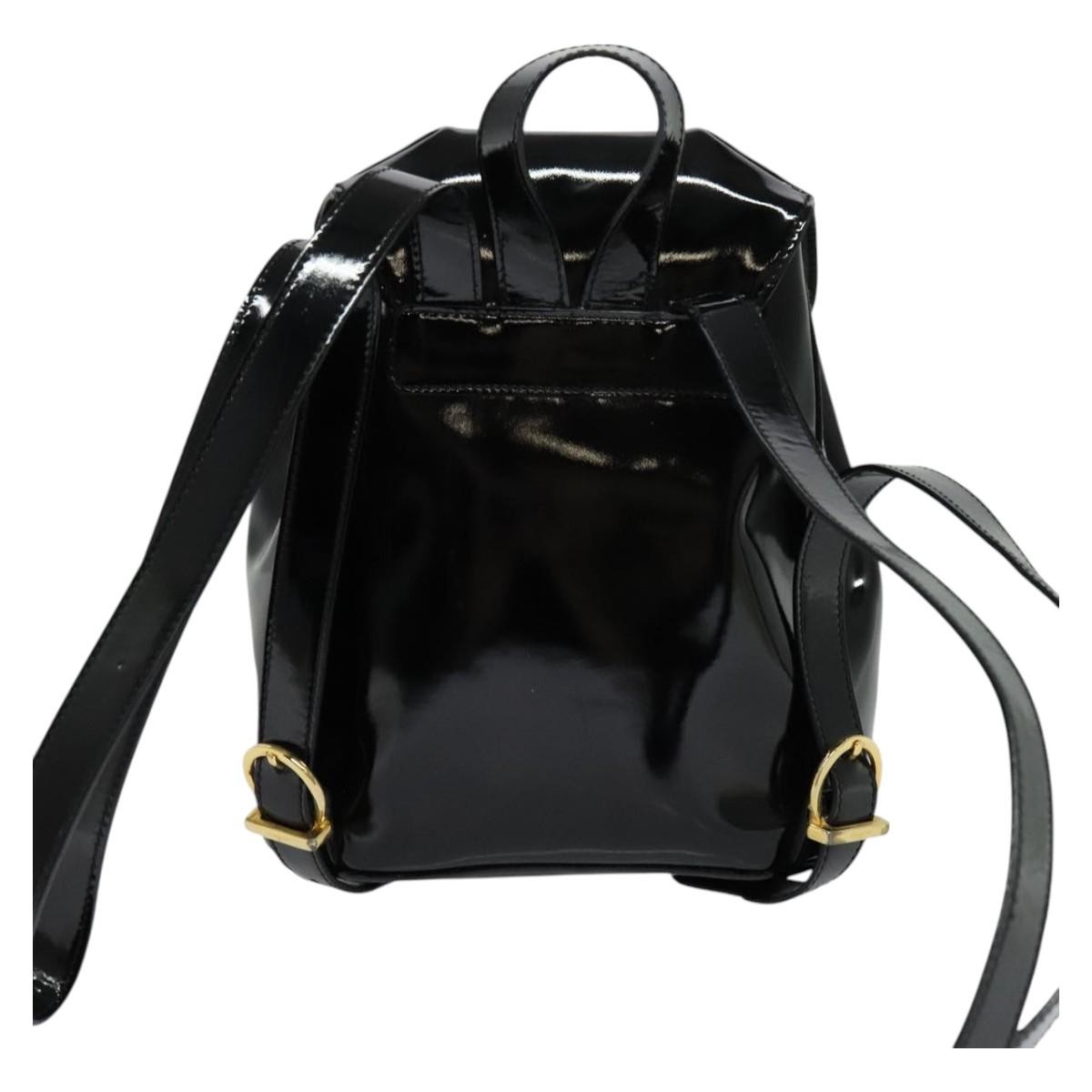 Salvatore Ferragamo Gancini Flap Drawstring Backpack Black Good condition - Back View