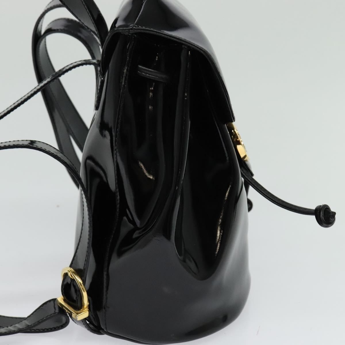 Salvatore Ferragamo Gancini Flap Drawstring Backpack Black Good condition - Model View