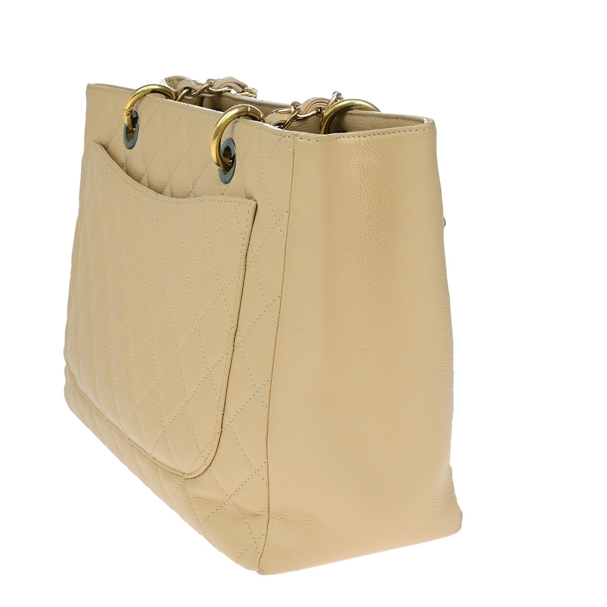 Chanel Grand Shopping Tote Beige Leather Good condition - Model View