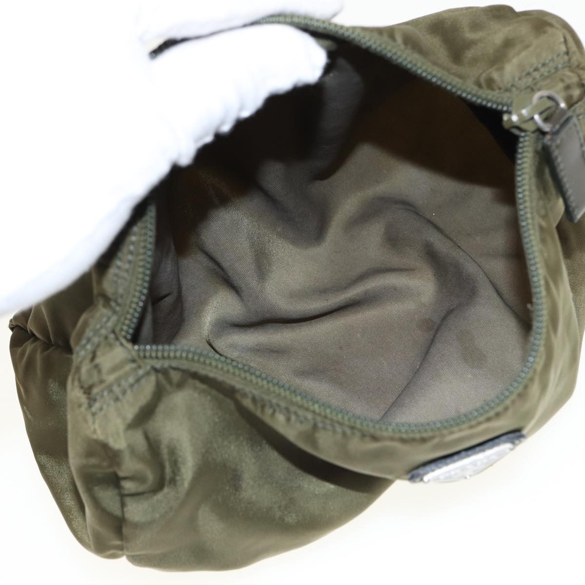 Prada Zip Around Pouch Khaki Good condition - Box View
