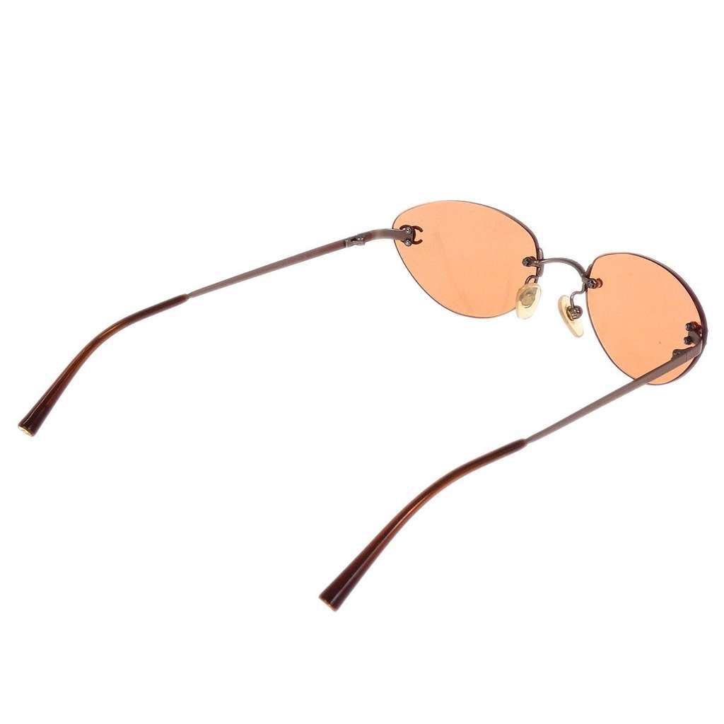 Chanel Logo CC Sunglasses Orange Metal Good condition - Back View