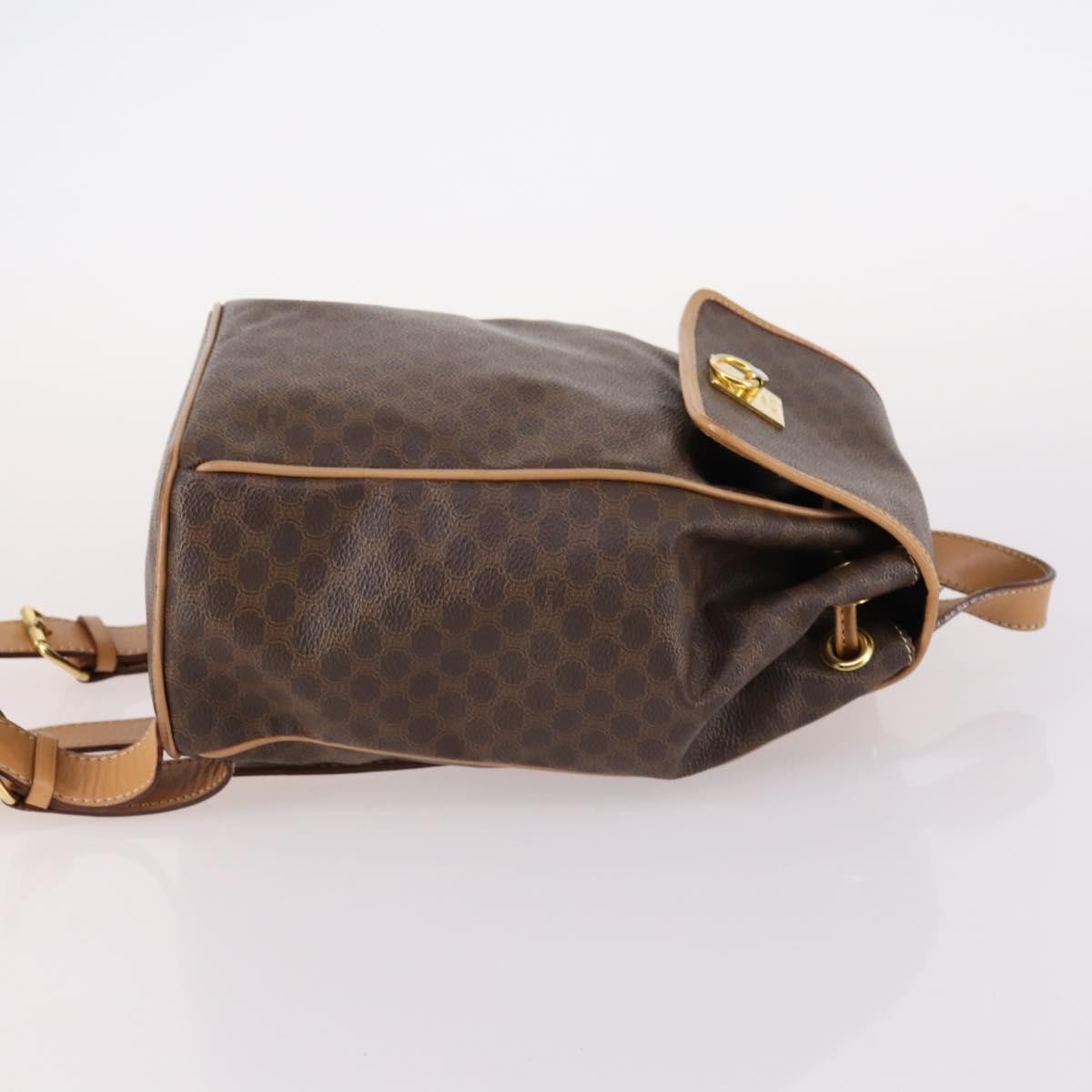 Celine Vintage Drawstring Flap Backpack Brown Canvas Good condition - Inside View