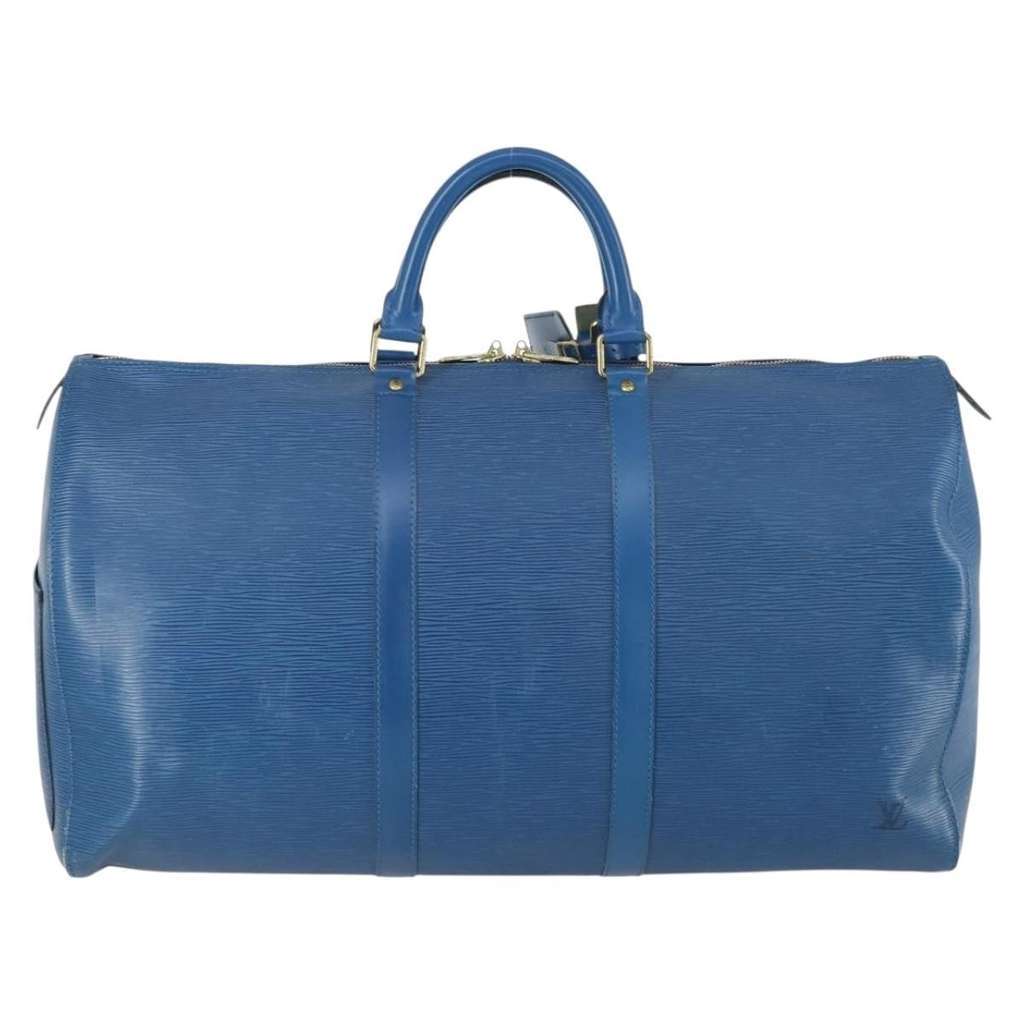 Louis Vuitton Keepall Bag Blue Leather Good condition - Back View