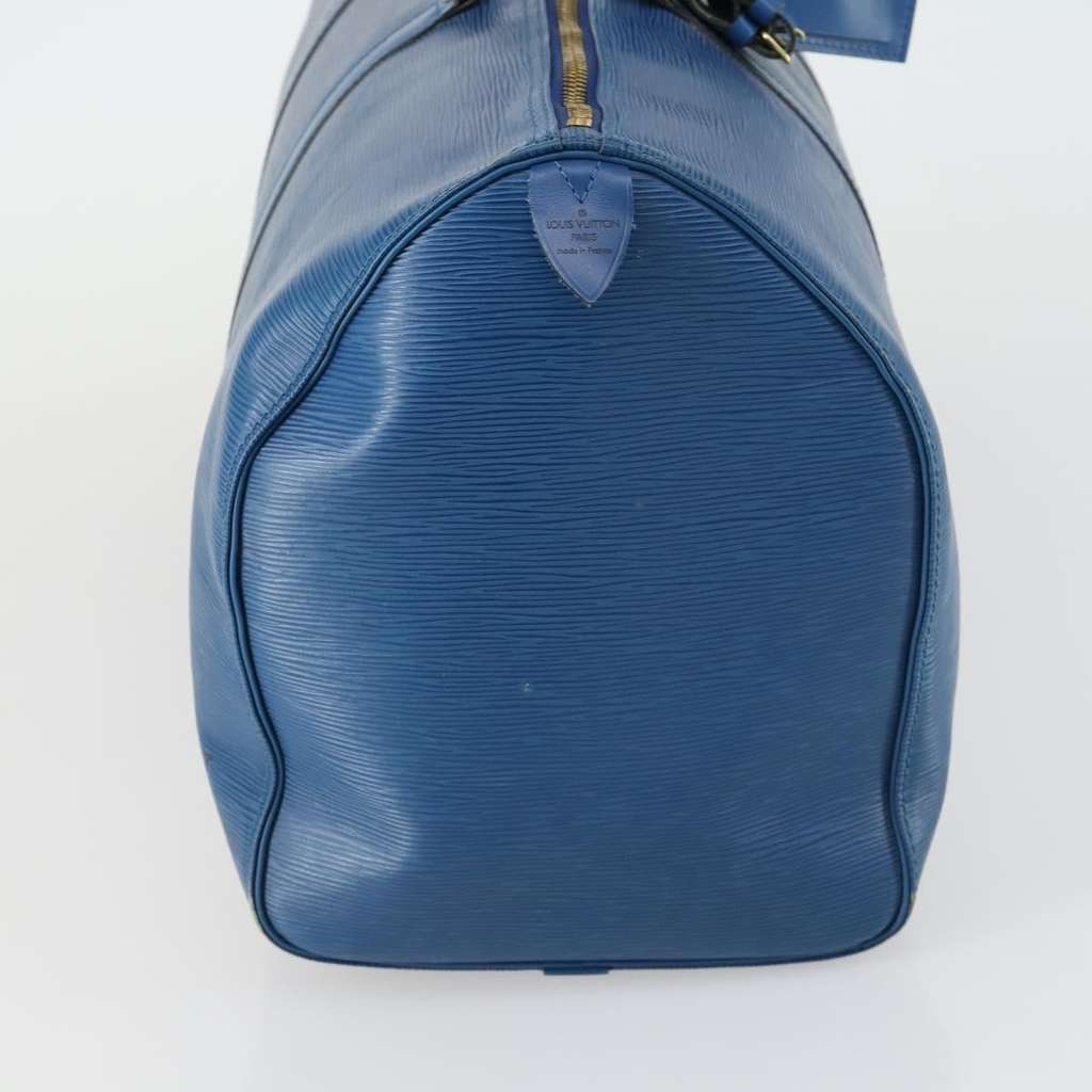 Louis Vuitton Keepall Bag Blue Leather Good condition - Model View