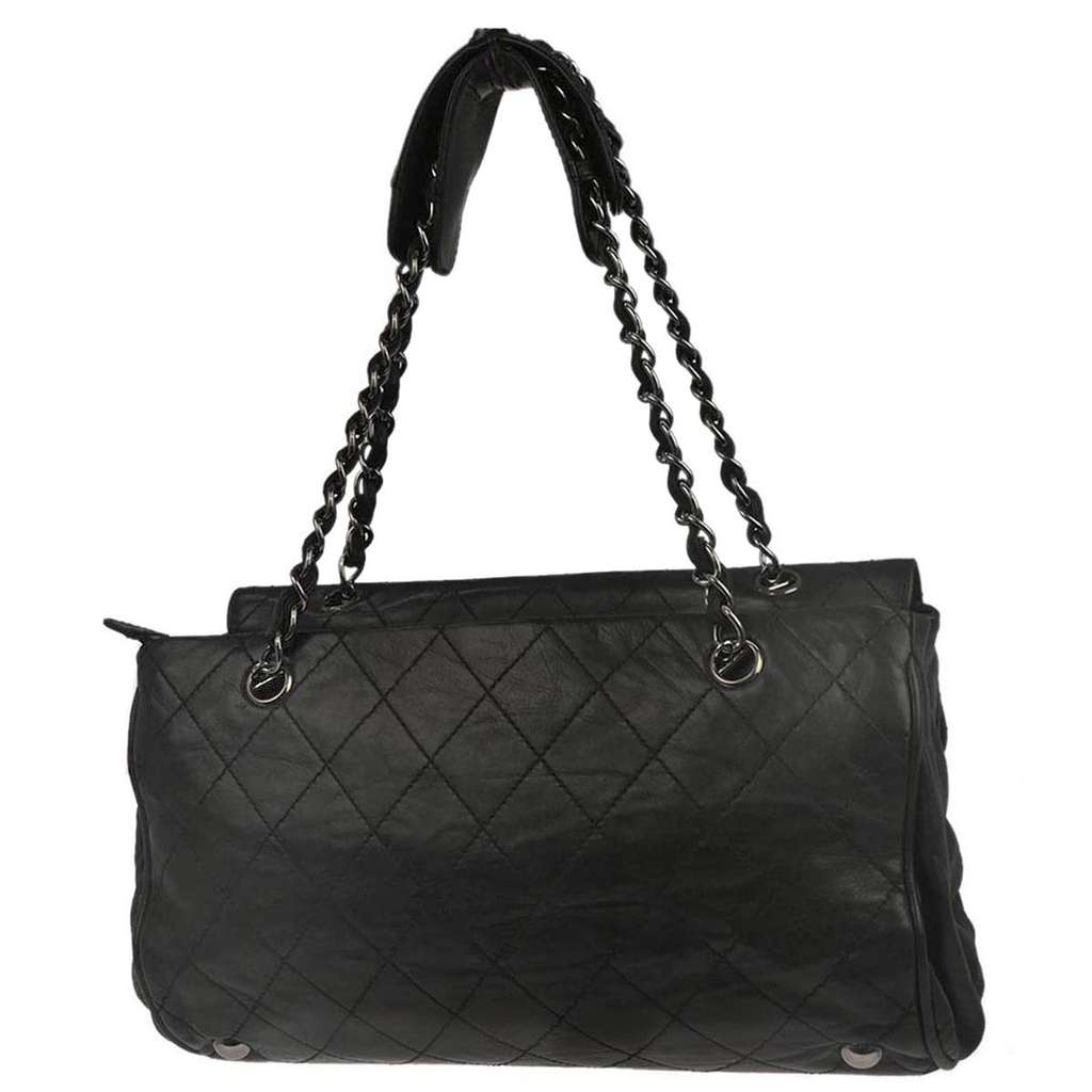 Chanel Ritz Flap Bag Black Leather Good condition - Back View