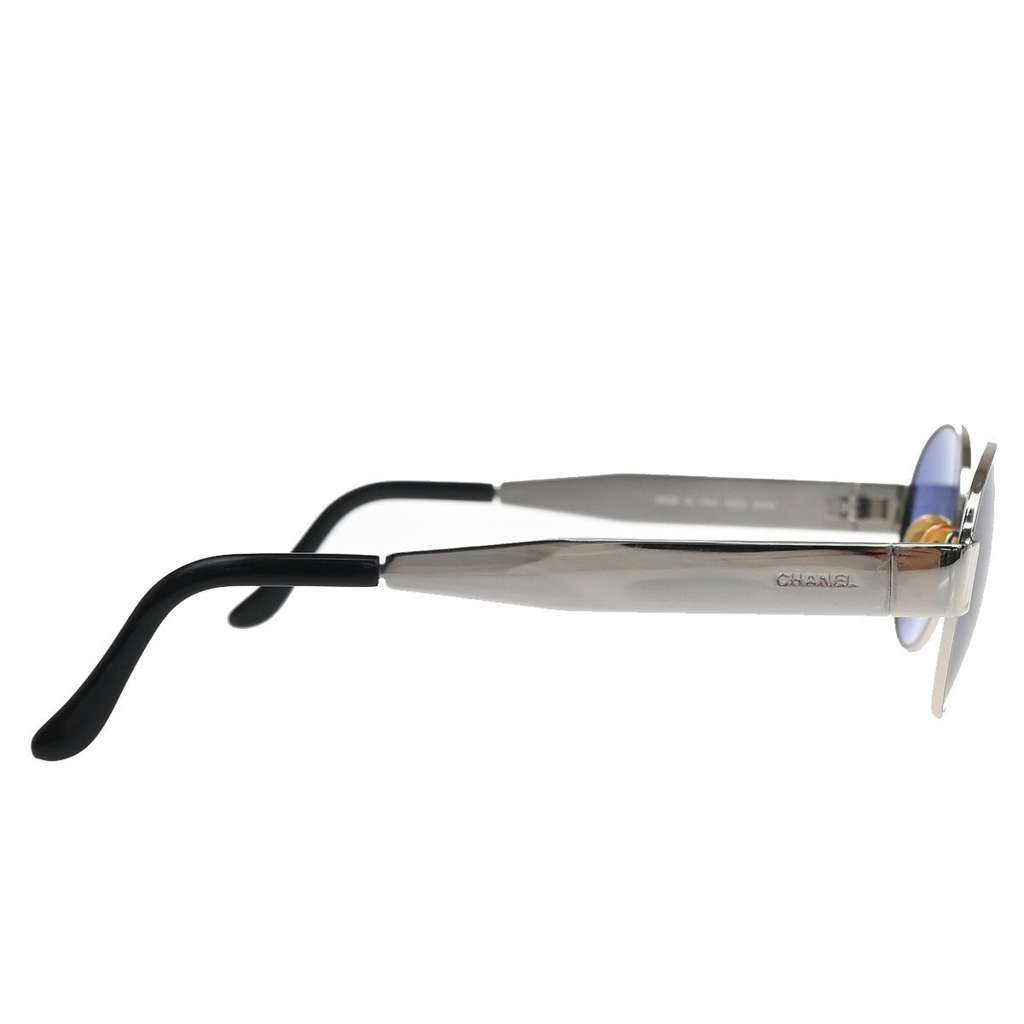 Chanel CHANEL Logo Sunglasses Eye Wear Blue Metal Good condition - Model View