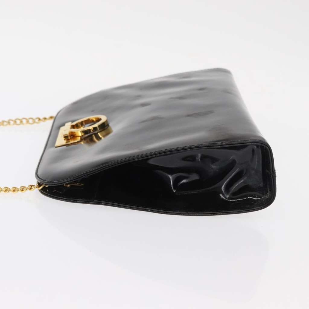 Salvatore Ferragamo Vintage Gancini Chain Shoulder Bag Black Good condition - Model View