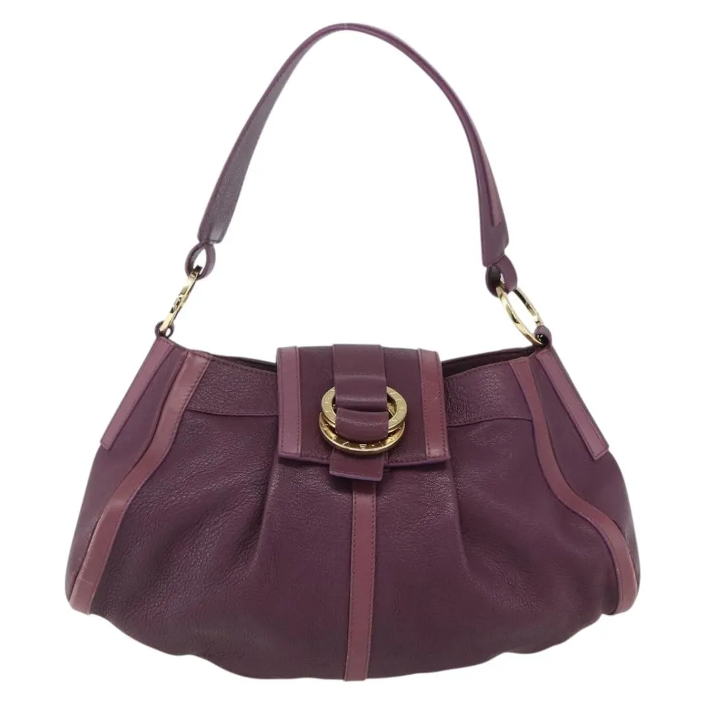 Bvlgari Chandra Shoulder Bag Purple Leather Good - Front View