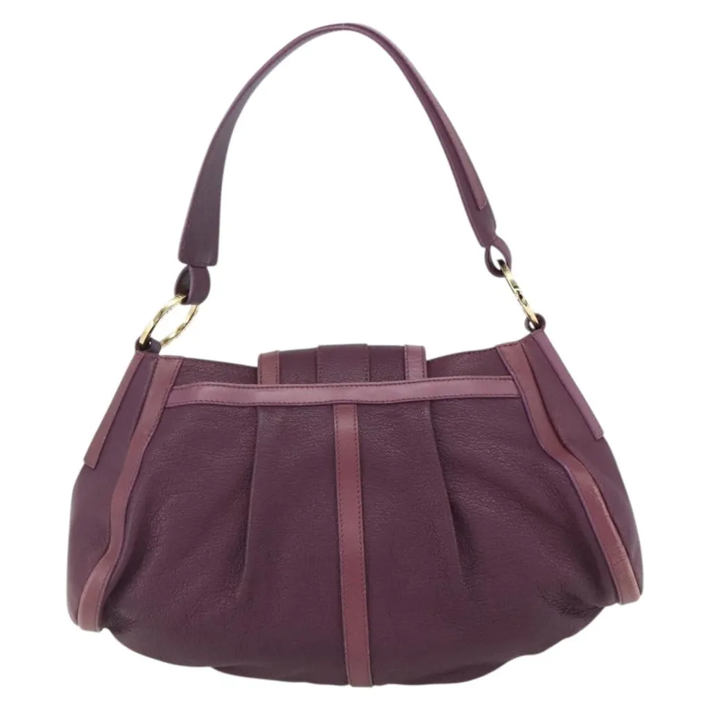 Bvlgari Chandra Shoulder Bag Purple Leather Good - Back View