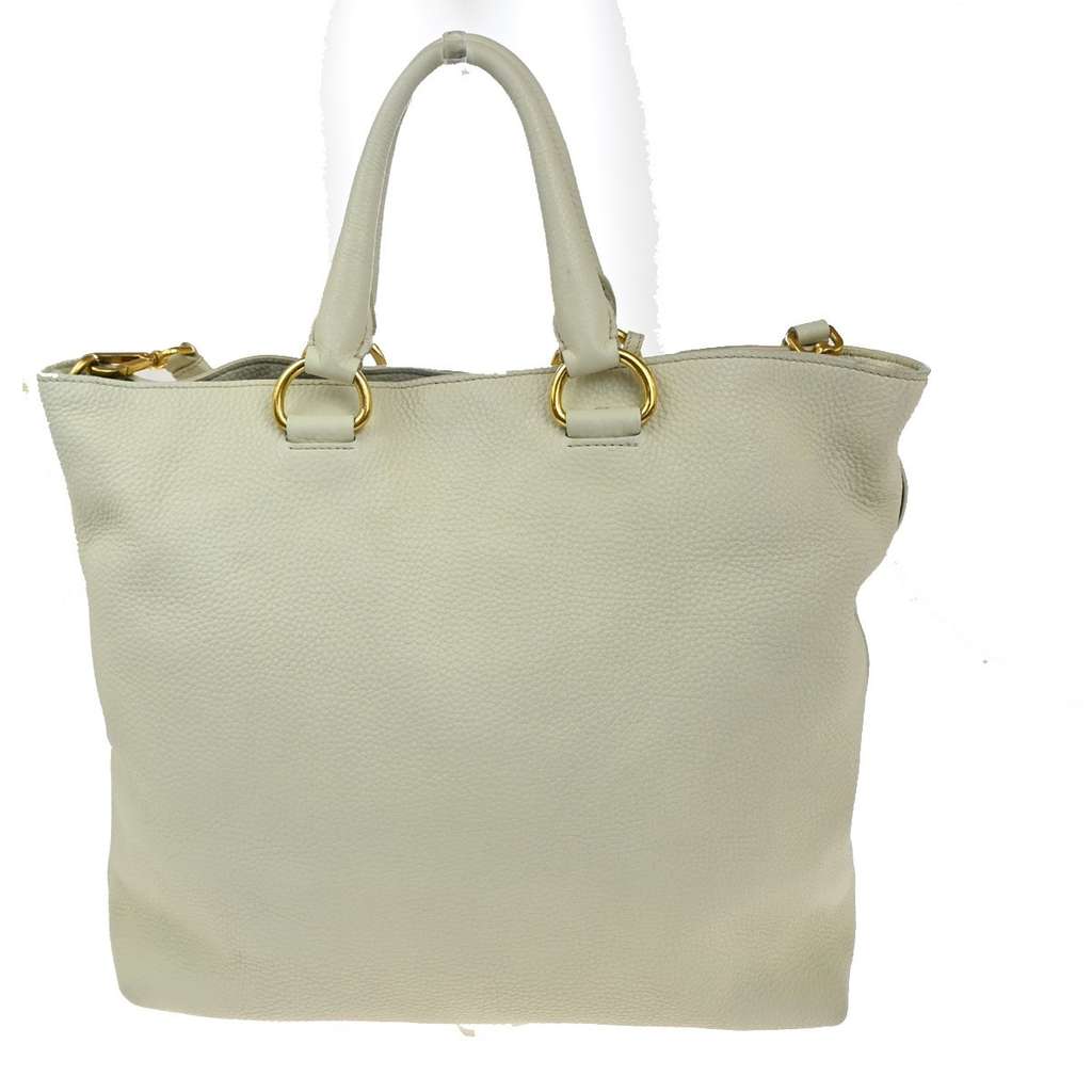 Prada Convertible Shopper Tote White Leather Good condition - Back View