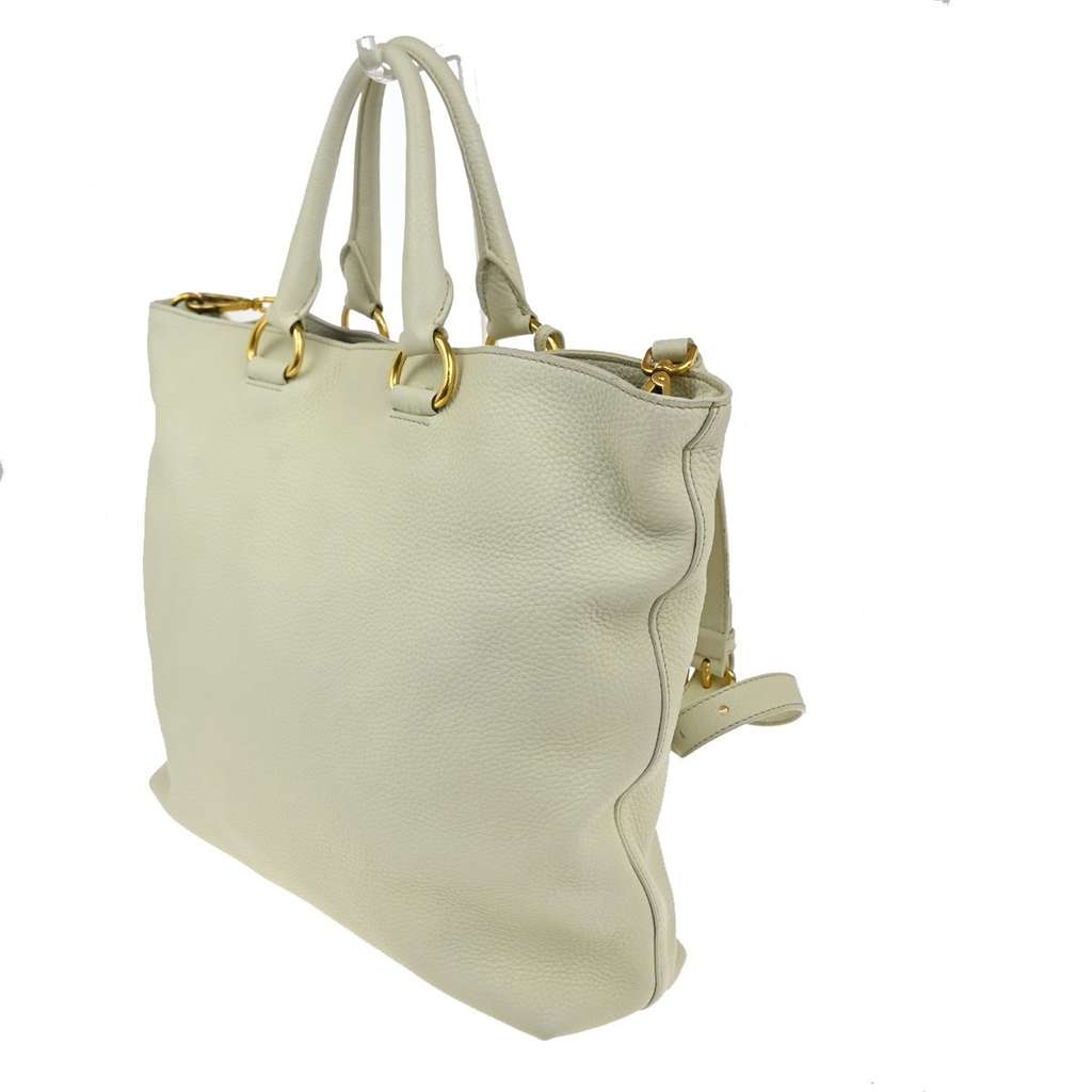 Prada Convertible Shopper Tote White Leather Good condition - Model View