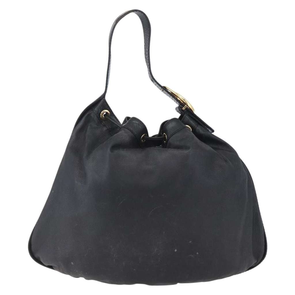 Gucci Interlocking Icon Drawstring Hobo Black Leather Good condition - Back View