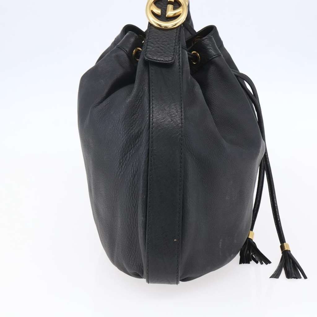 Gucci Interlocking Icon Drawstring Hobo Black Leather Good condition - Inside View