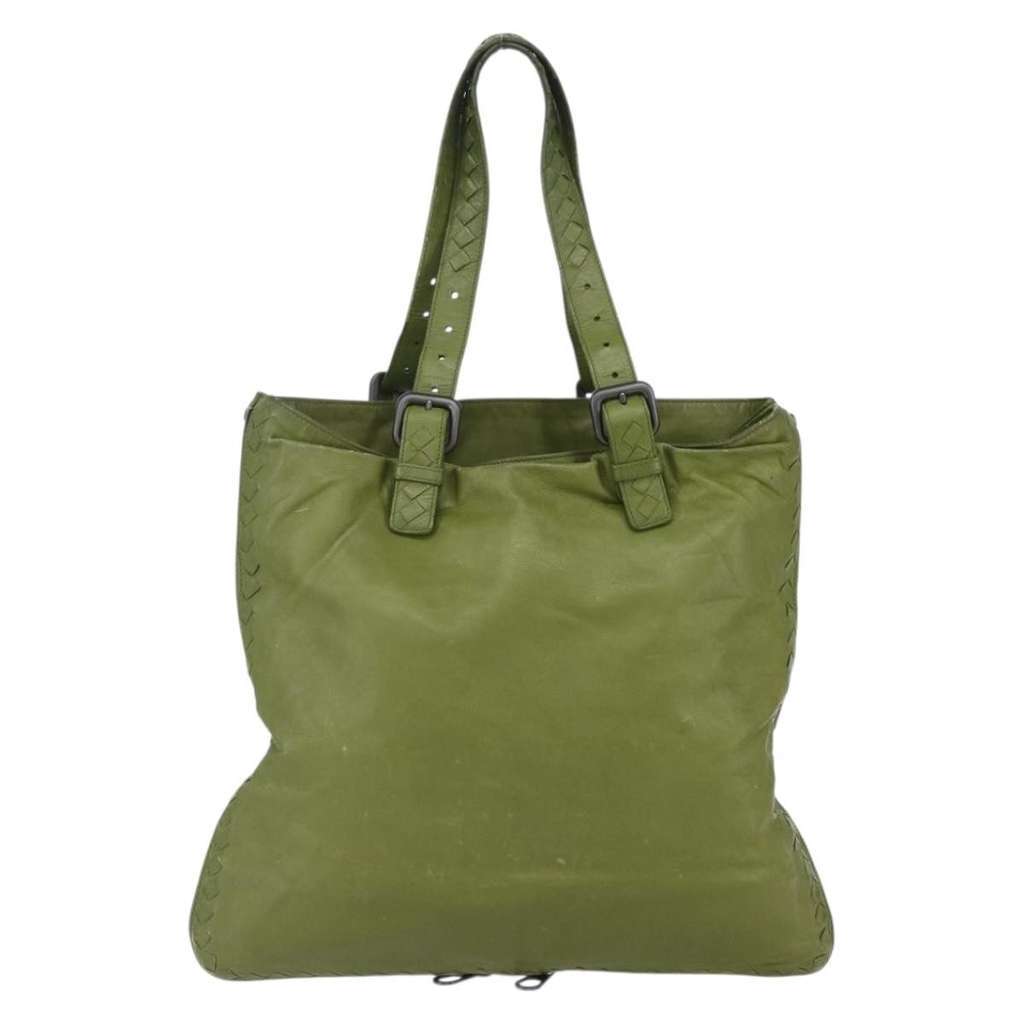 Bottega Veneta Intrecciato Green Leather Good condition - Back View