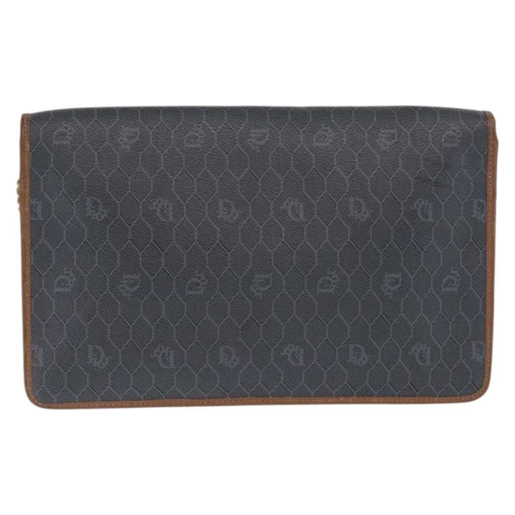 Christian Dior Vintage Honeycomb chain Black Canvas Good condition - Back View