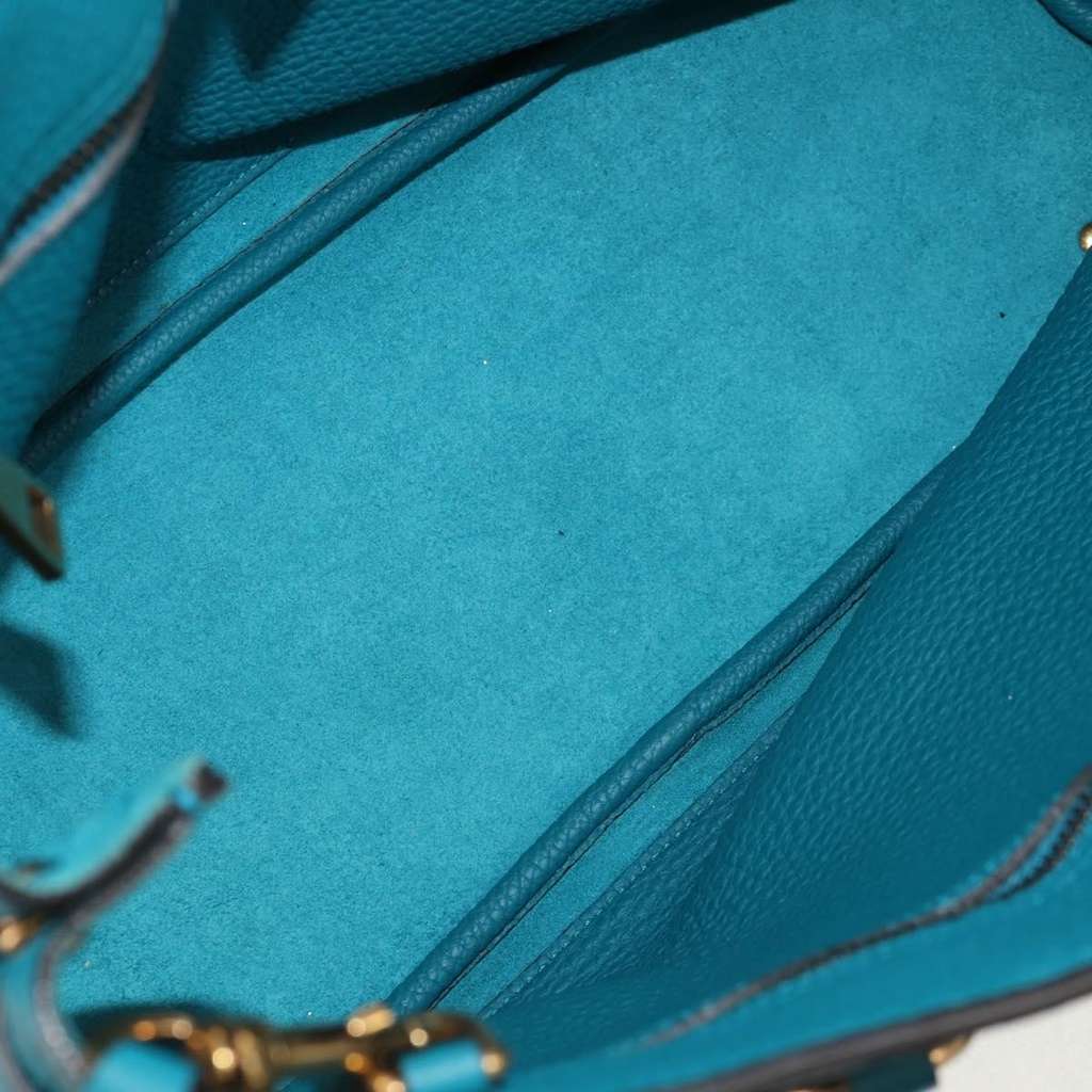 Gucci Bright Bit Convertible Tote Turquoise Leather Good condition - Box View