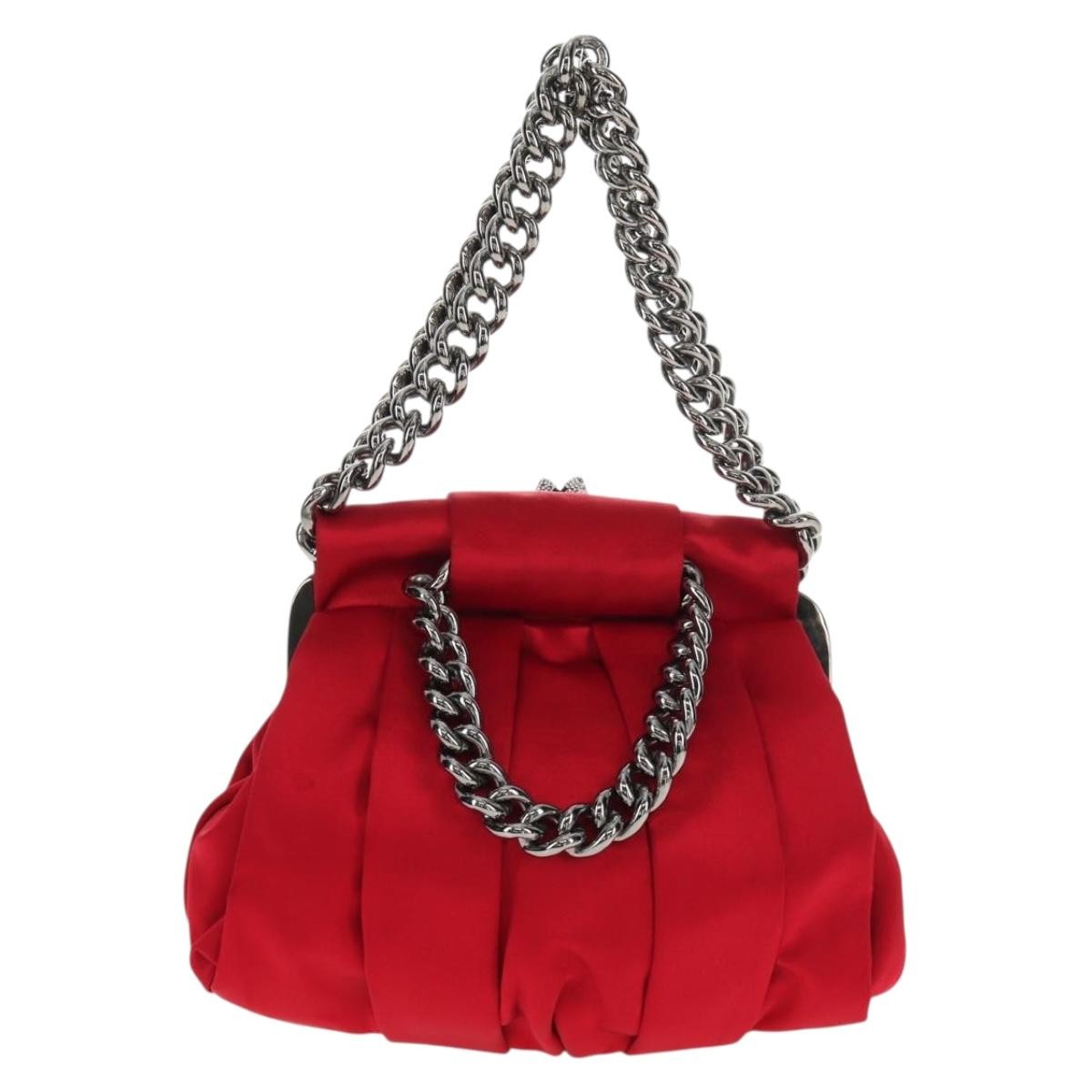 Christian Louboutin Yoyo Frame Clutch Red Satin Good condition - Back View