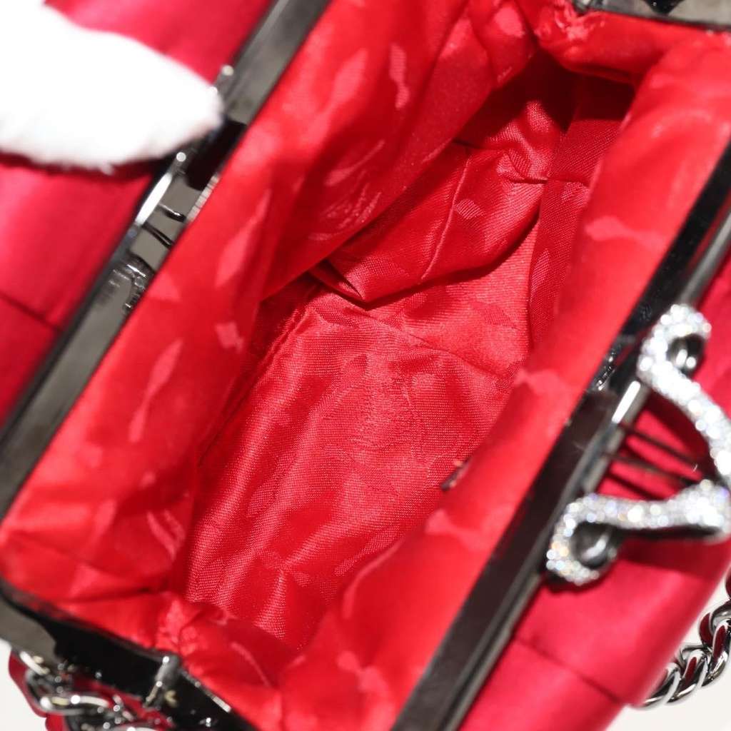 Christian Louboutin Yoyo Frame Clutch Red Satin Good condition - Box View