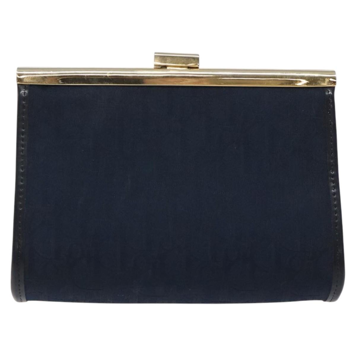 Christian Dior Vintage Trotter Pouch Navy Canvas Good condition - Back View
