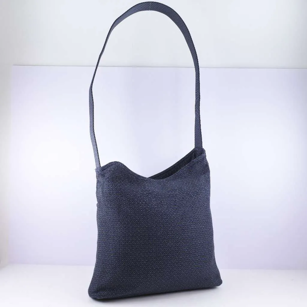 Hermès Vintage Sac De Pansage Shoulder Bag Blue Canvas Good - Back View