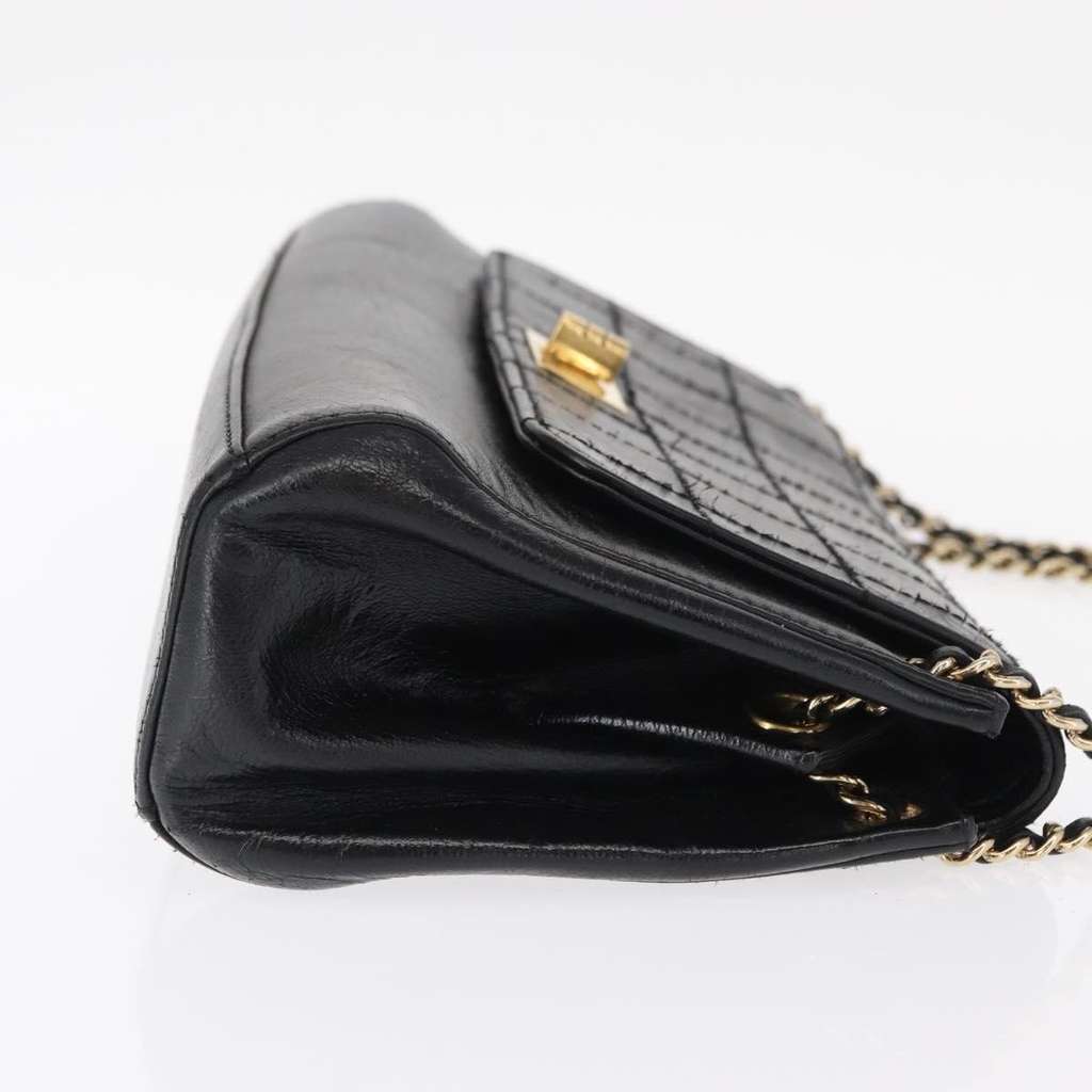 Chanel Chocolate Bar Accordion Reissue Flap Bag Black Leather Good condition - Inside View