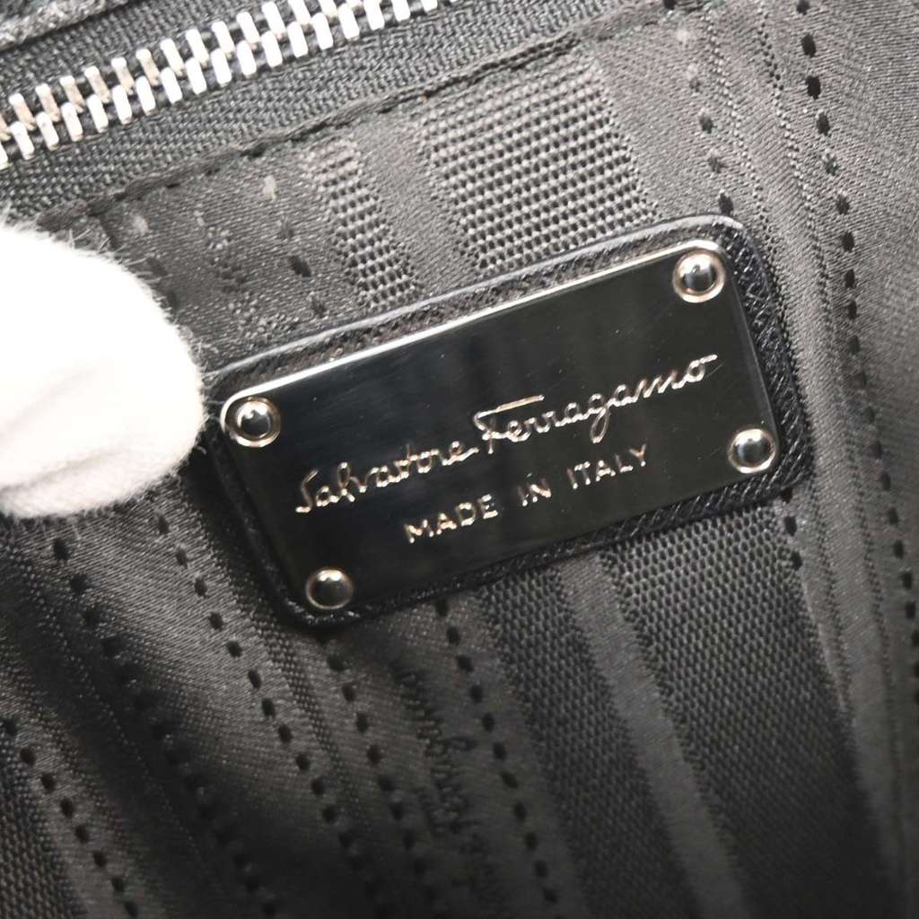 Salvatore Ferragamo Gancini Chain Shoulder bag Black Leather Good condition - Box View