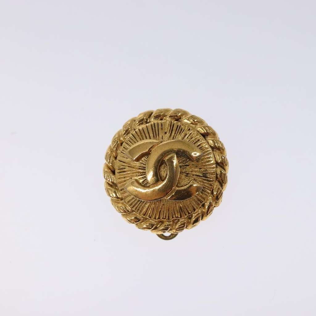 Chanel Vintage CC Clip-On Earrings Gold Metal Good condition - Back View