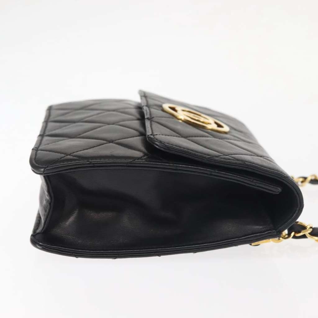 Chanel Vintage Square Flap Shoulder Bag Black Leather Good condition - Inside View