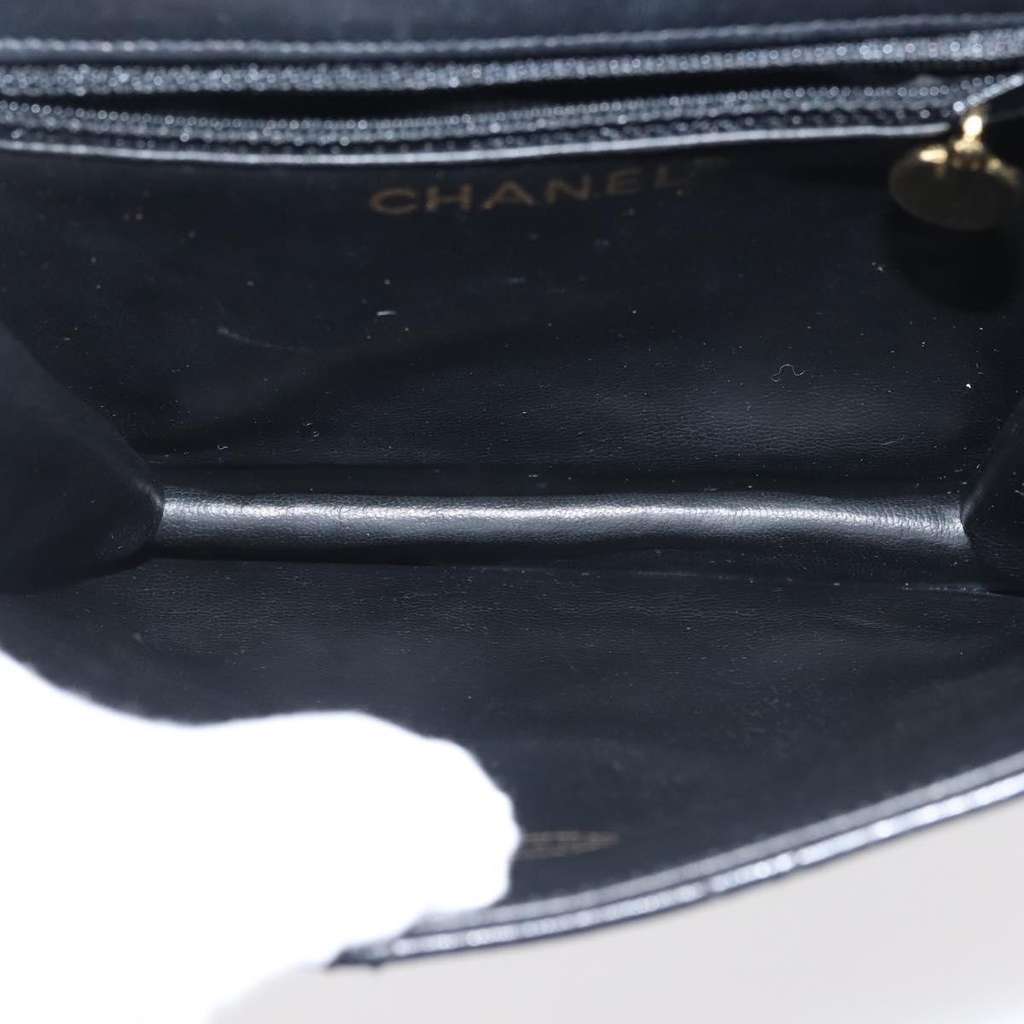 Chanel Vintage Square Flap Shoulder Bag Black Leather Good condition - Box View