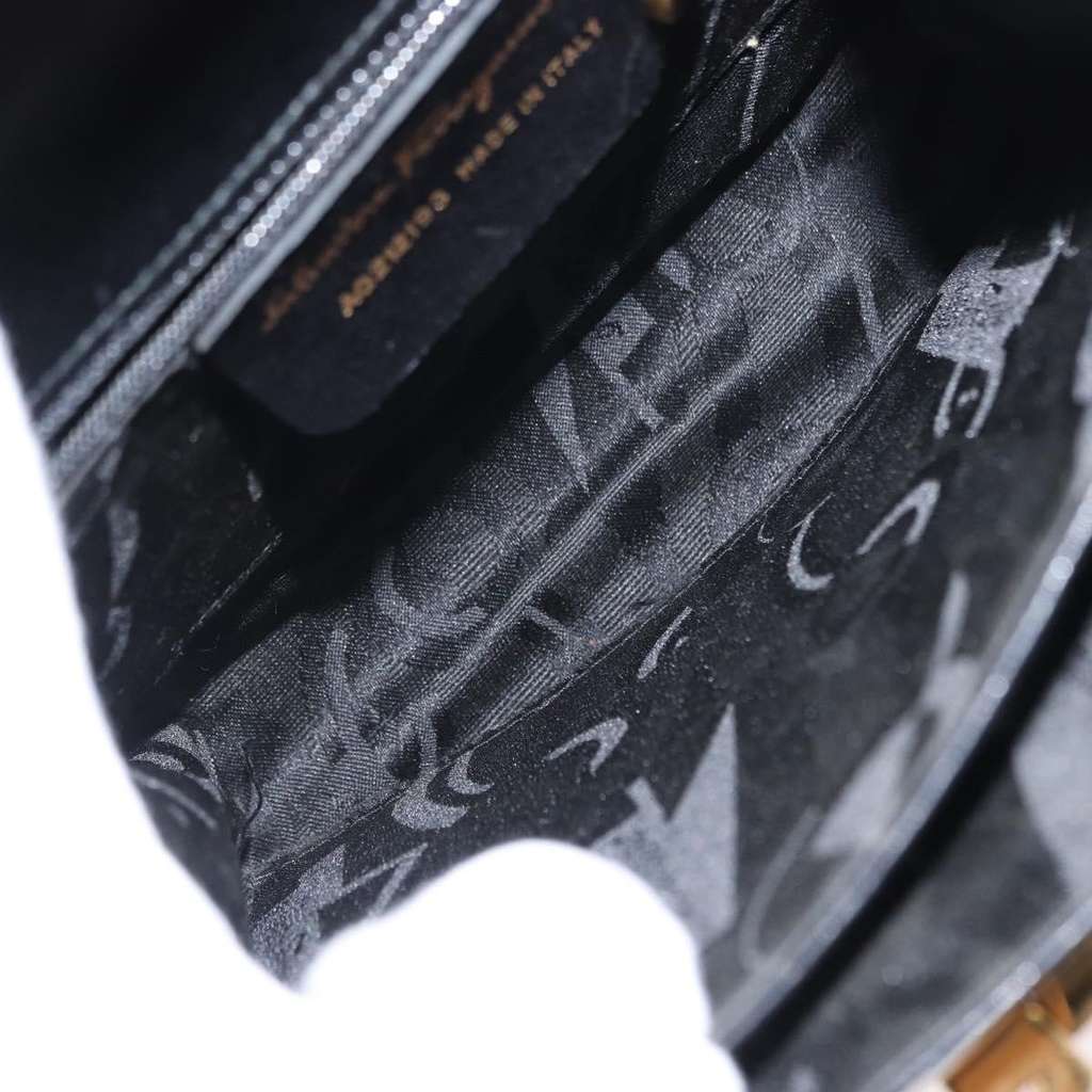 Salvatore Ferragamo Gancini Convertible Top Handle Bag Black Leather Good condition - Box View